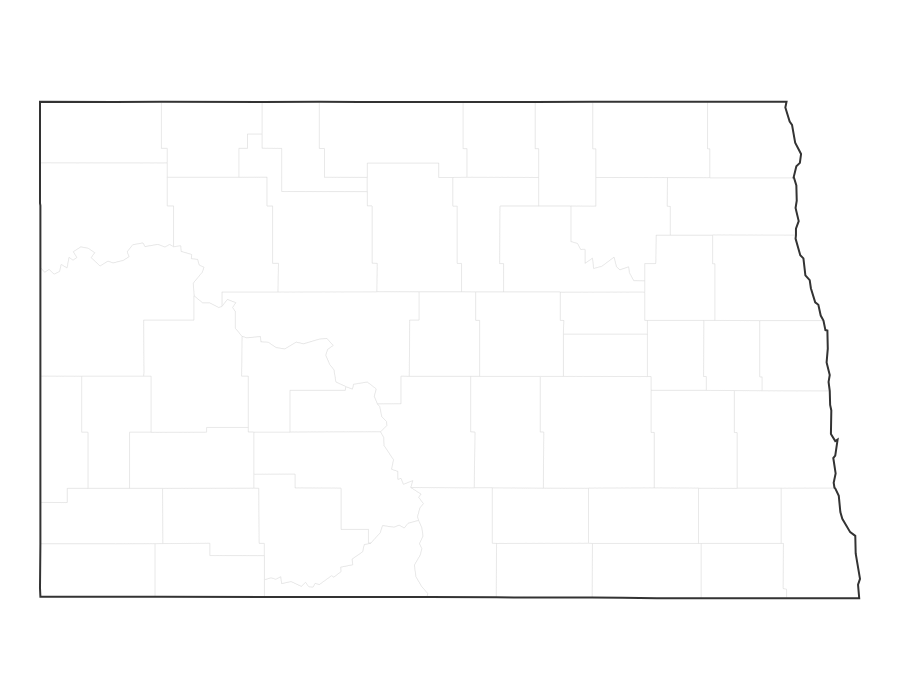 Blank Map of North Dakota - free printable