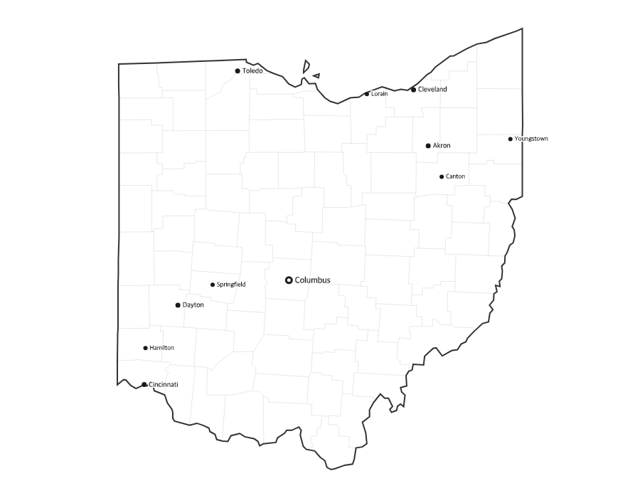 Ohio Map with Cities