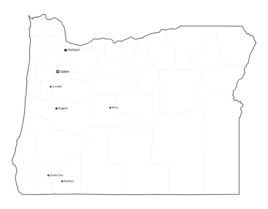 Oregon Map with Cities