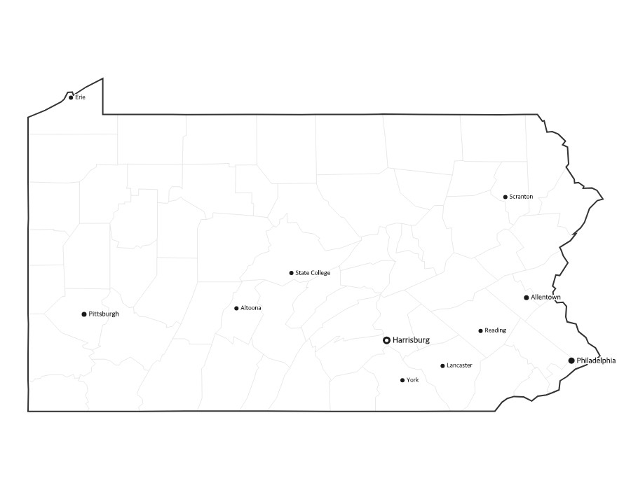 Pennsylvania Map with Cities
