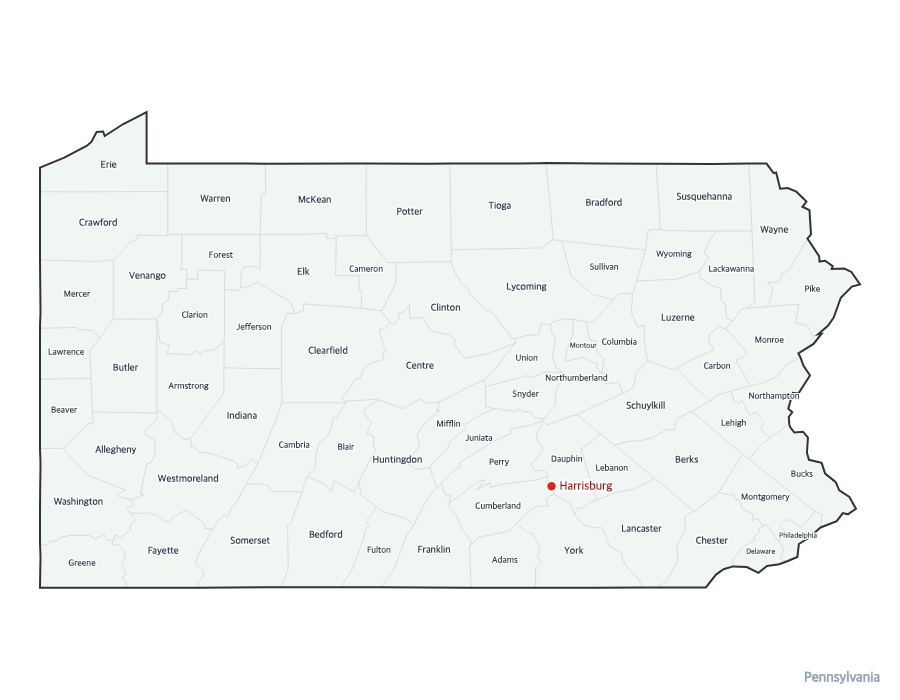 Pennsylvania Map with Counties - free printable