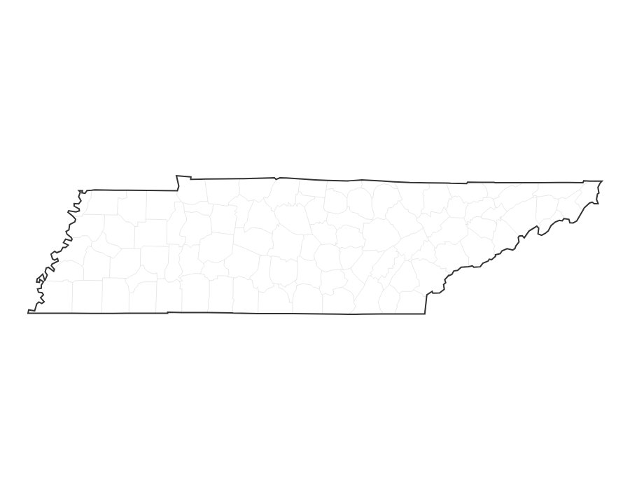 Blank Map of Tennessee - free printable