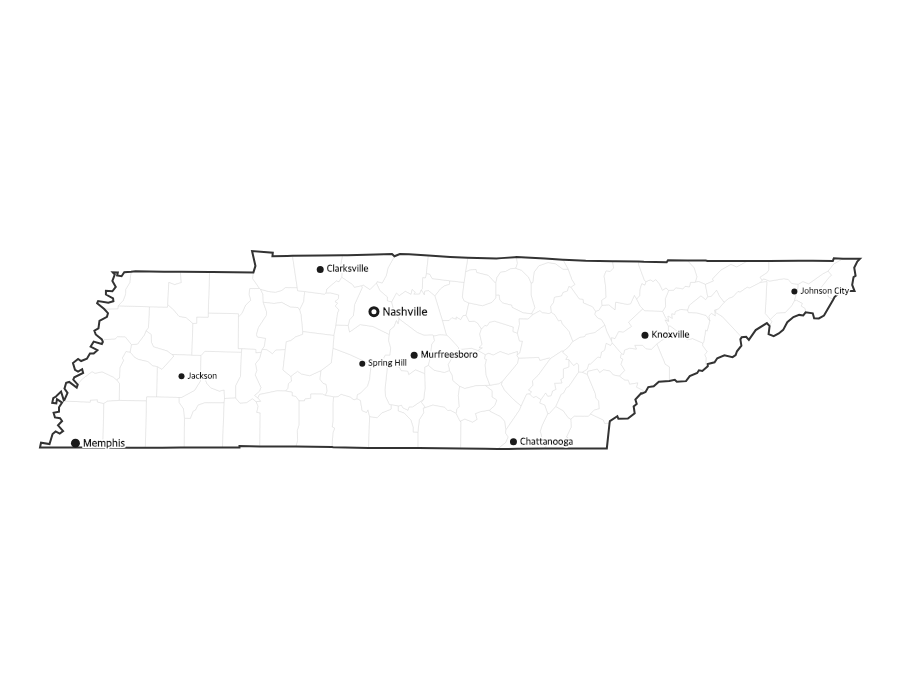 Tennessee Map with Cities