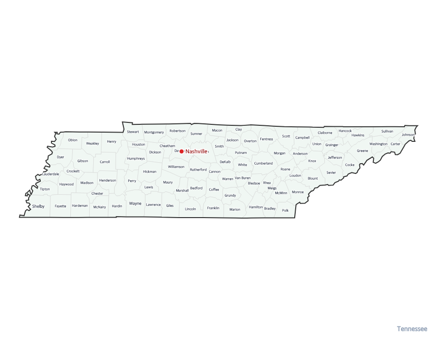 Tennessee Map with Counties - free printable