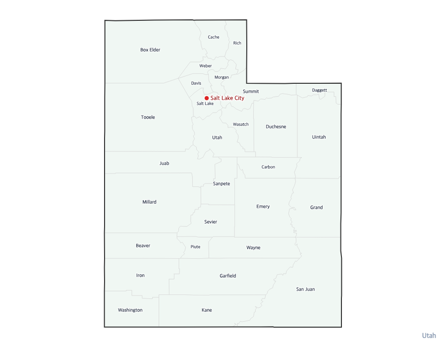 Utah Map with Counties - free printable