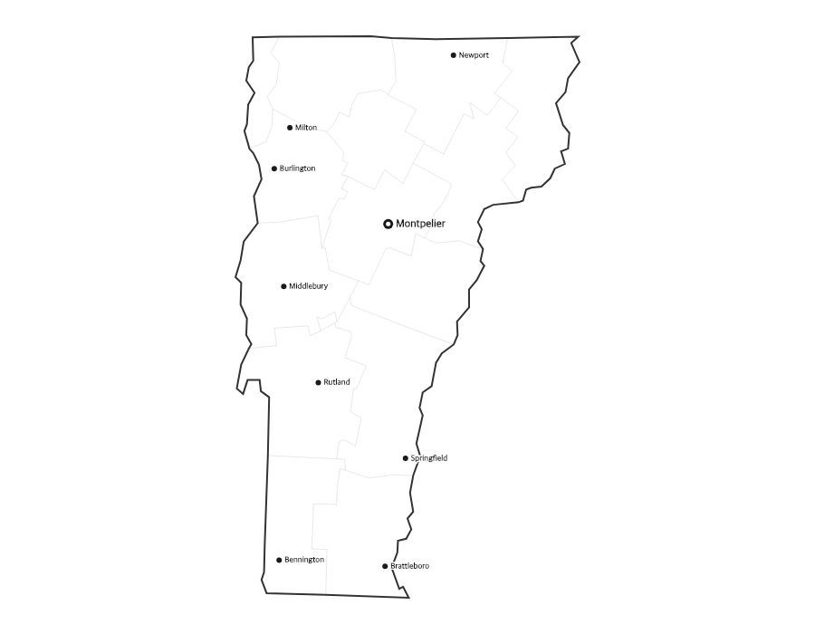 Vermont Map with Cities