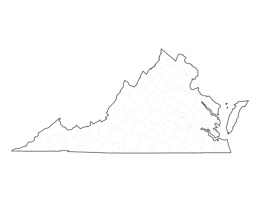 Blank Map of Virginia - free printable