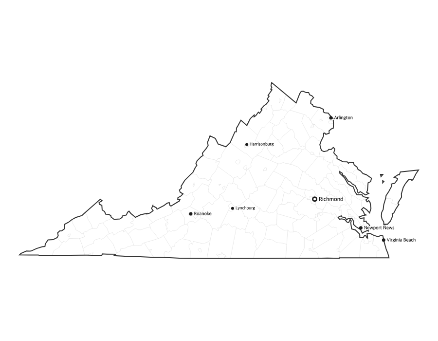 Virginia Map with Cities