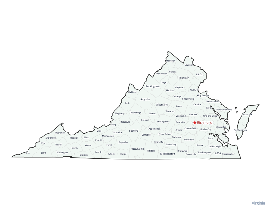 Virginia Map with Counties - free printable
