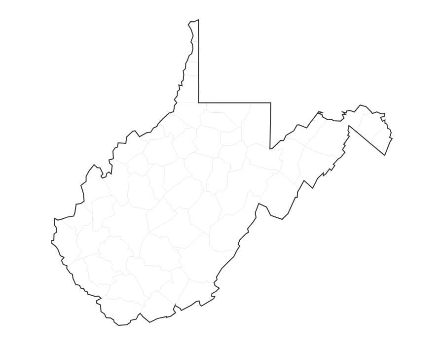 Blank Map of West Virginia - free printable