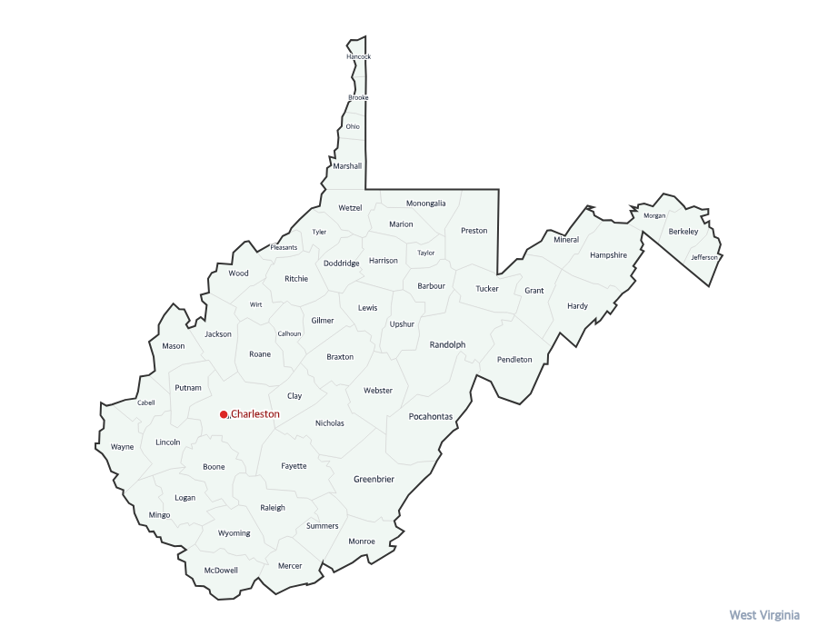 West Virginia Map with Counties - free printable