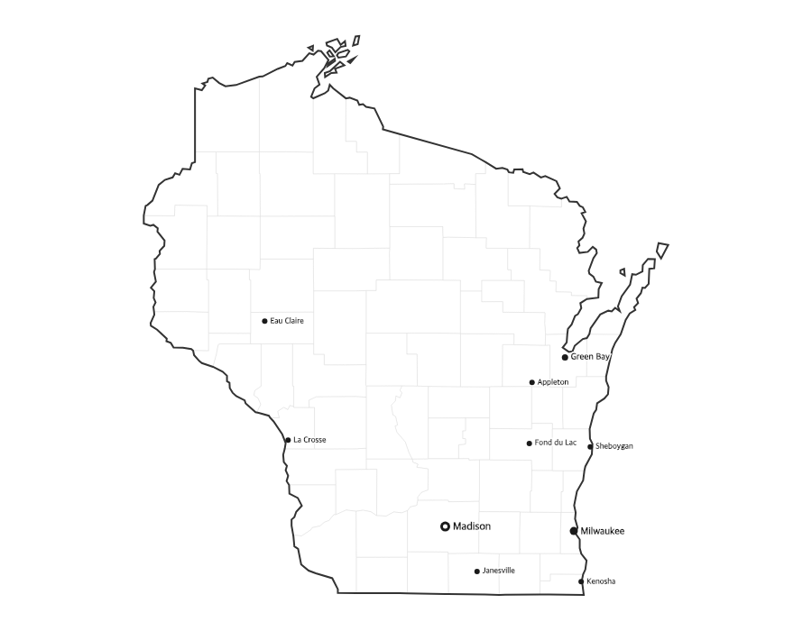Wisconsin Map with Cities