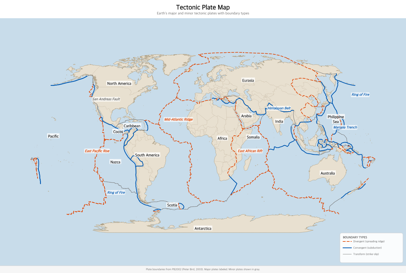 Tectonic Plate Map — Earth's major plates and plate boundaries