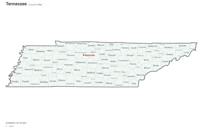 Tennessee with counties map