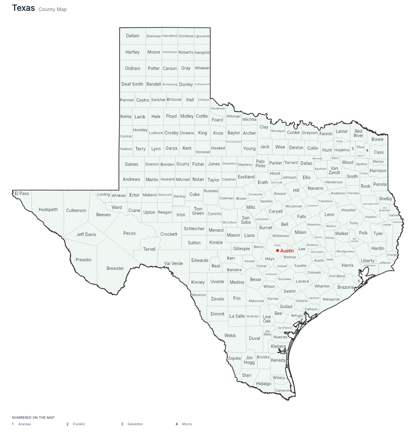 Texas with counties map