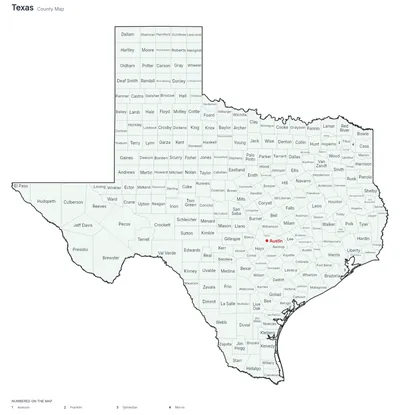 Texas with counties map