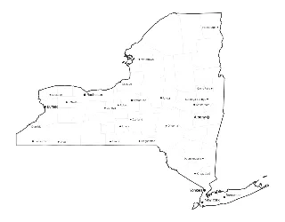 New York Map with Cities