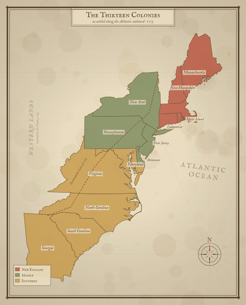 13 Colonies Map - free printable