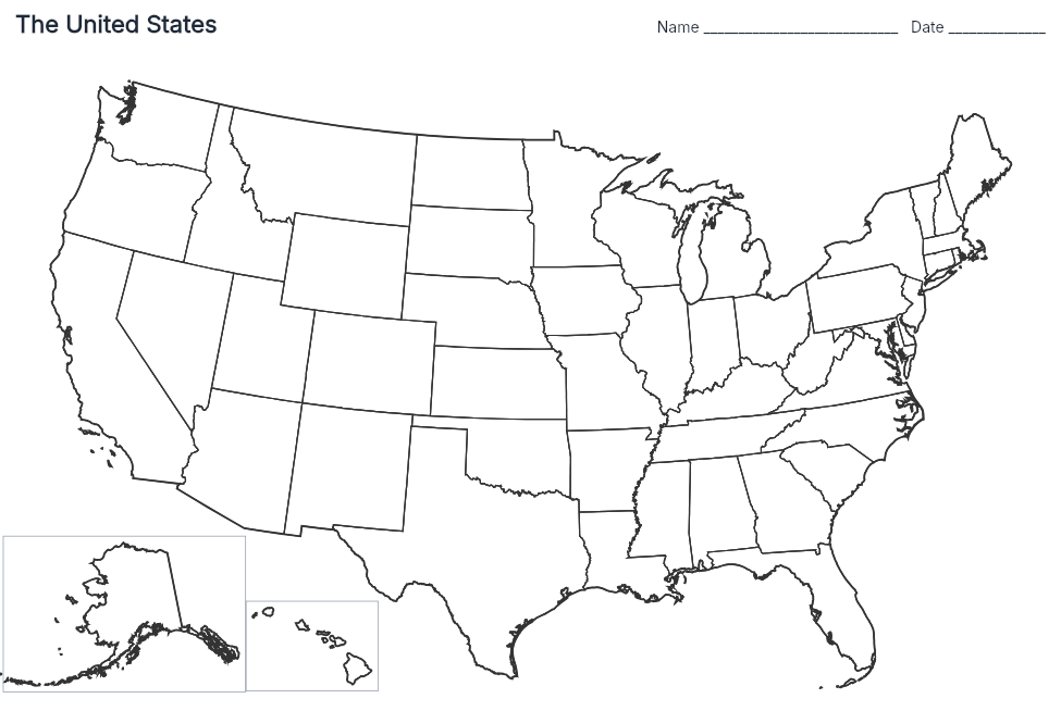 Blank map of the United States