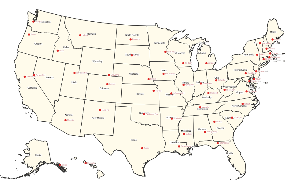 US Capitals Map