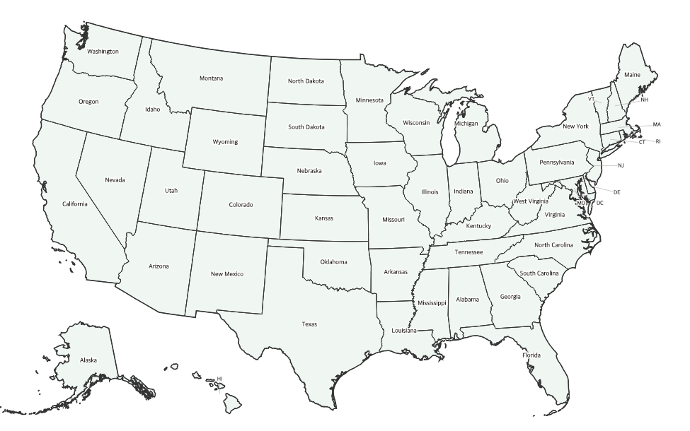Labeled Map of the United States - free printable