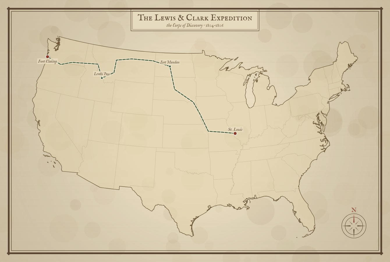 Antique Lewis and Clark map