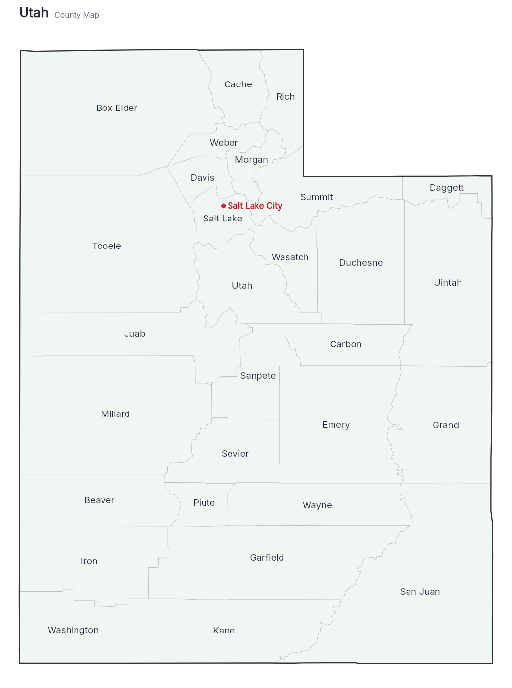 Utah with counties map