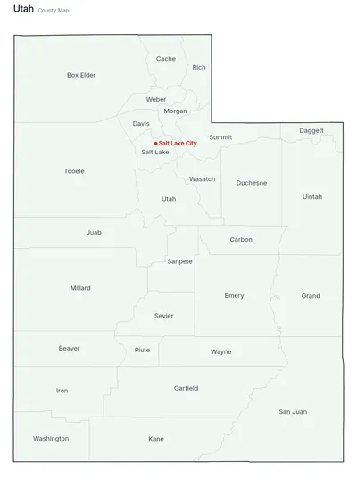 Utah with counties map