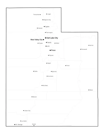 Utah with cities map