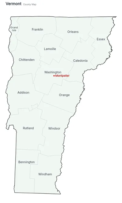Vermont with counties map