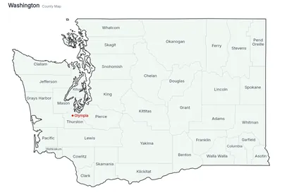 Washington with counties map