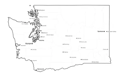 Washington with cities map