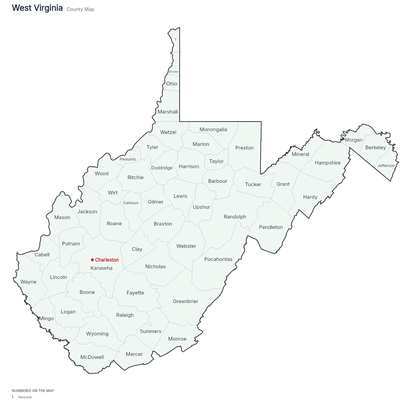 West Virginia with counties map