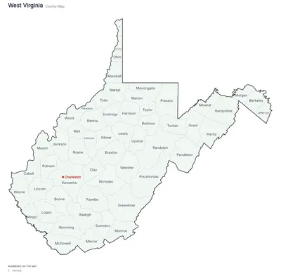 West Virginia with counties map