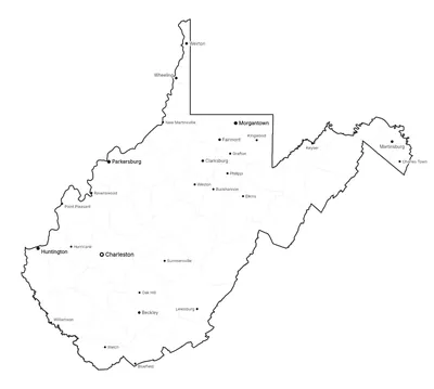 West Virginia with cities map