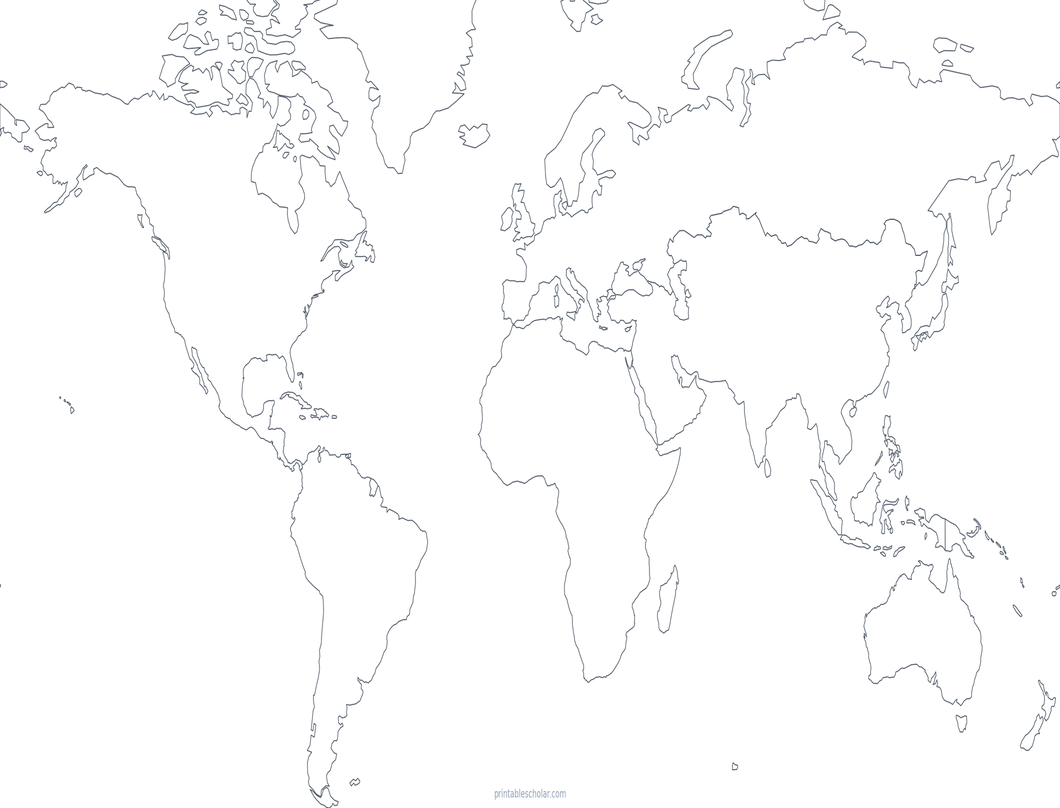 World Map with No Country Borders or Labels — free printable