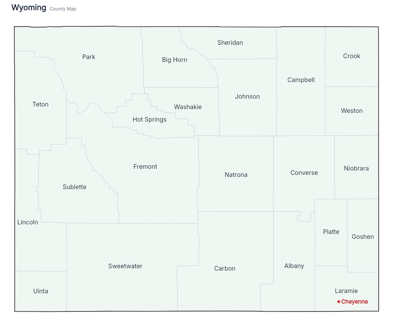 Wyoming with counties map
