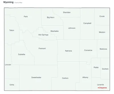Wyoming with counties map