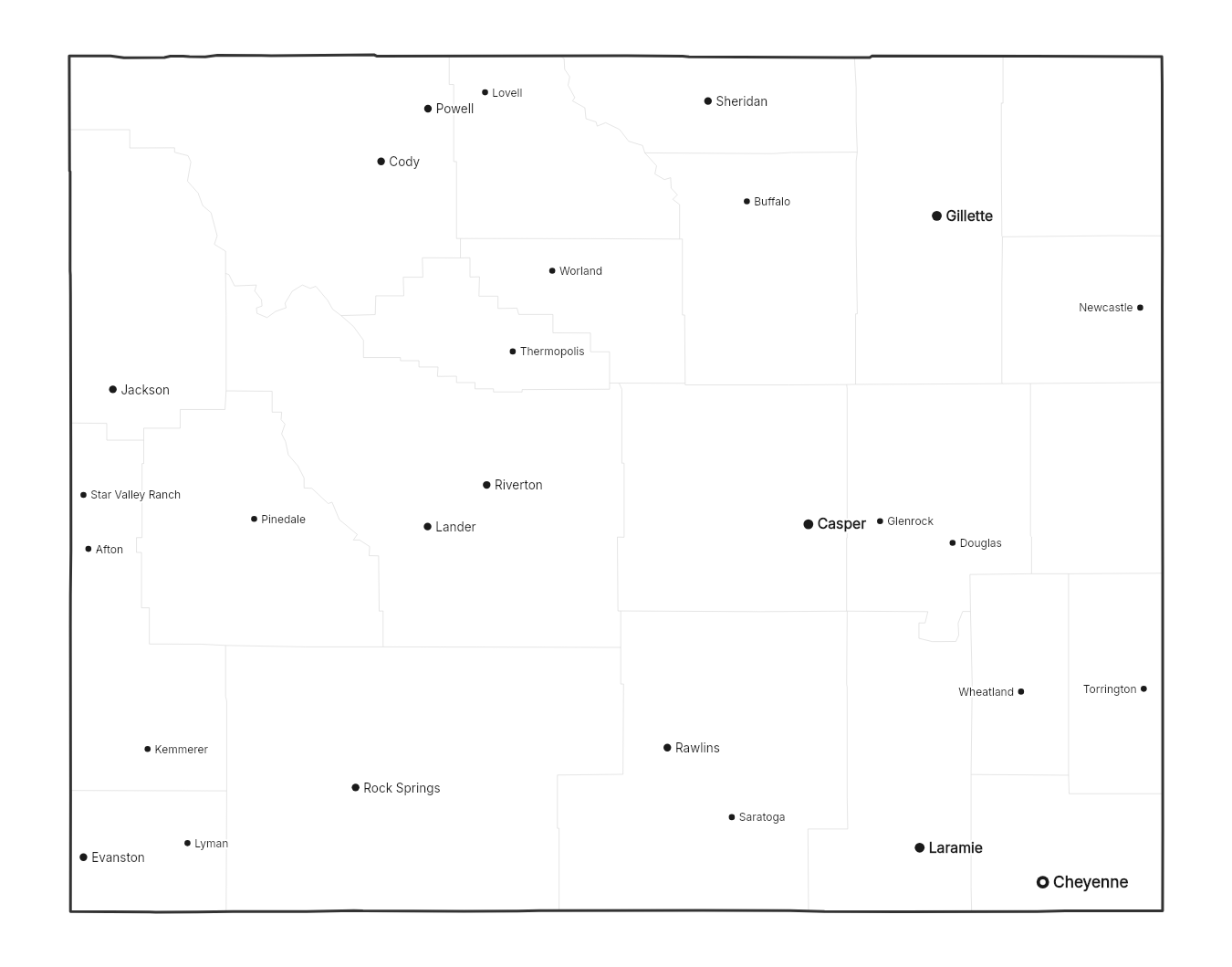 Wyoming with cities map