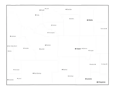 Wyoming with cities map