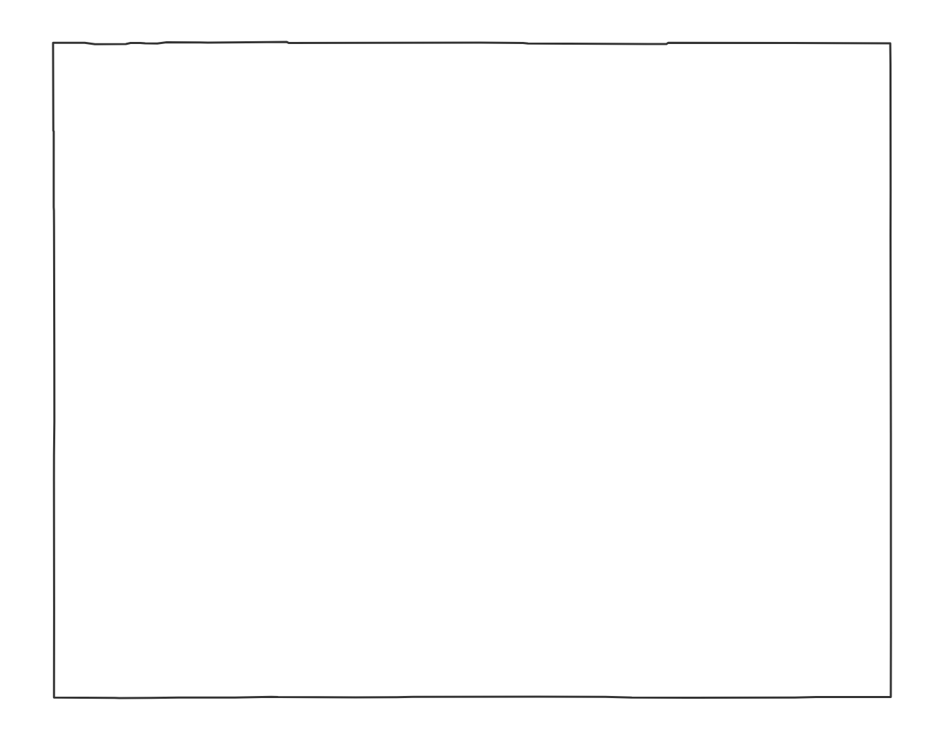 Blank outline map of Wyoming with no county lines - free printable