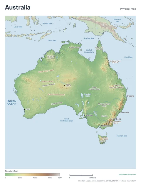 Australia physical map