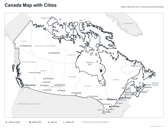 Canada Map with Cities
