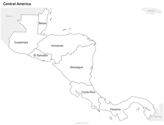 Central America map: labeled