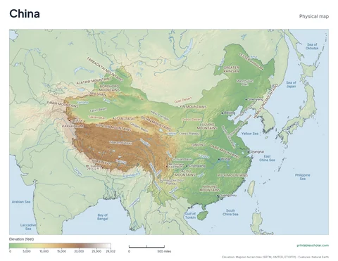China physical map