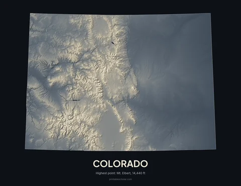 Colorado relief wall art on a dark background