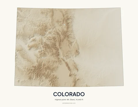Colorado relief wall art on a light background