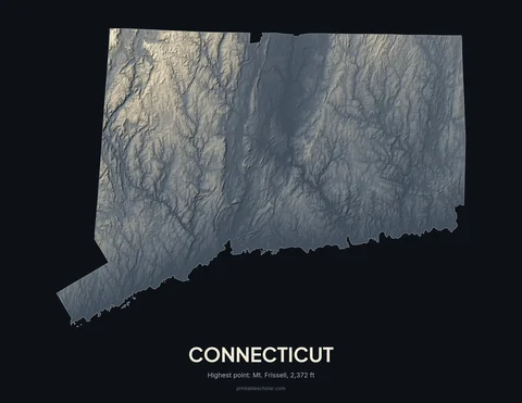 Connecticut relief wall art on a dark background