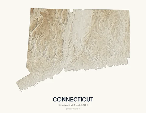 Connecticut relief wall art on a light background