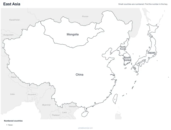 East Asia map: labeled
